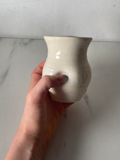 Cream Dimpled Vase with Red Interior Glaze
