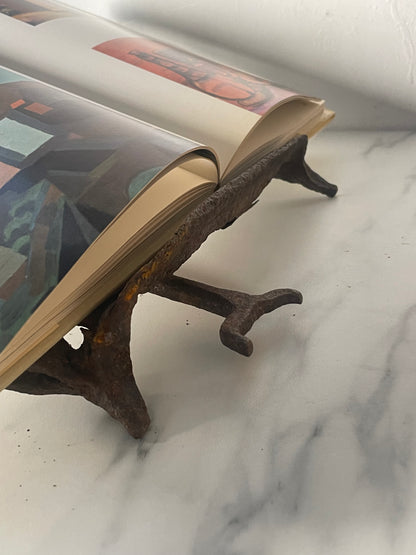 Primitive Hand-forged Reworked Iron Book Stand