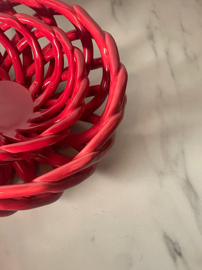 Red Ceramic Braided Bread Baskets 8" & 11"
