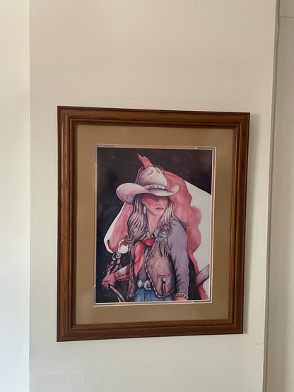 “Southwestern Cowgirl” by Doreman Burns, Framed Print