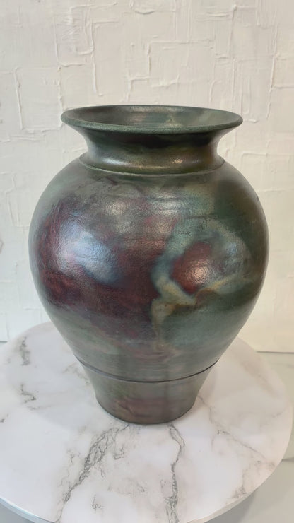 Wheel Thrown Raku Fired Vase by Tristan