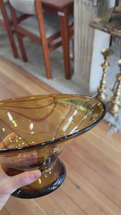 Glassblown Amber Swirl Hosting Bowls - Set 4