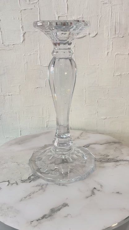 Pair of Large Crystal Pillar Candle Holders