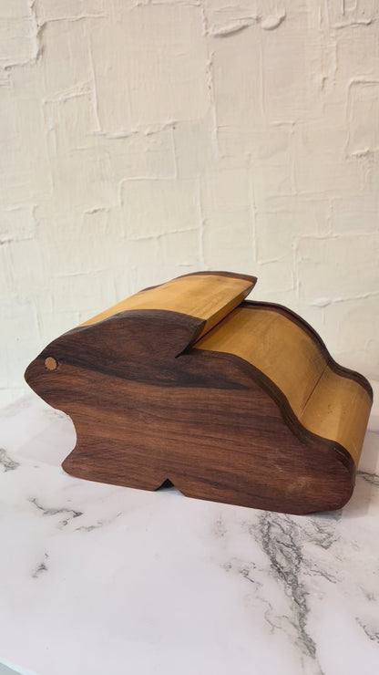Light Handmade Wooden Bunny Keepsake Hidden Box