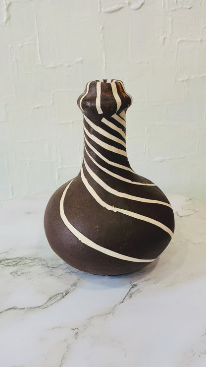 Matte Glazed Vase with Swirl Design
