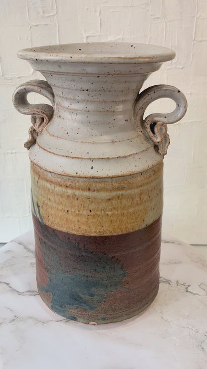 USA Made Tulip Stamped Wheel Thrown Large Spittoon Vessel