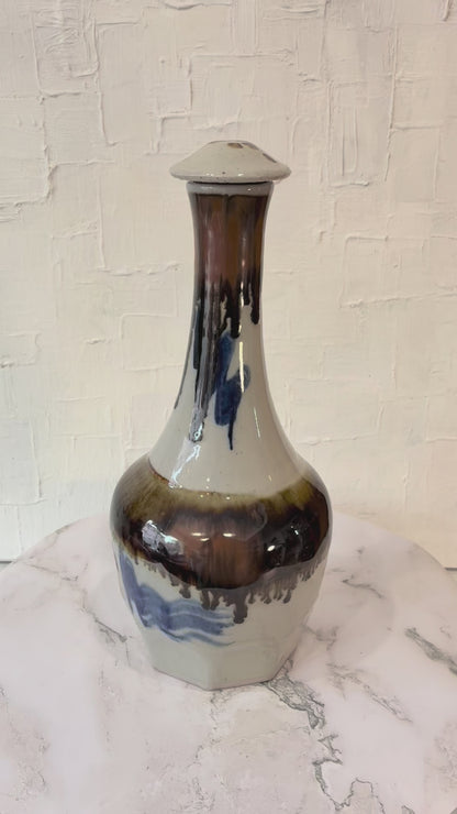 Rare Vintage Tony Evan’s Studio Decanter Drip Glaze Pottery w/Lid