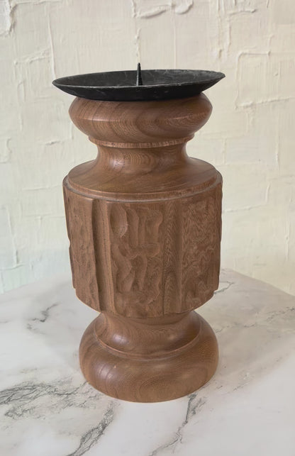 Handcrafted Wood Turned Candle Podium by E. Abegglen