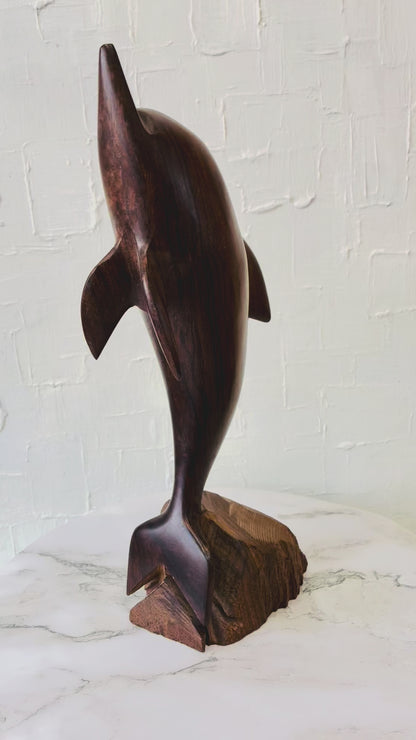 Ironwood Carved Dolphin Statue