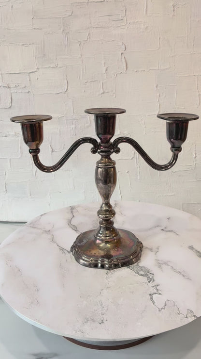 Silver Plated 3-Headed Candelabra, Sold as Pair