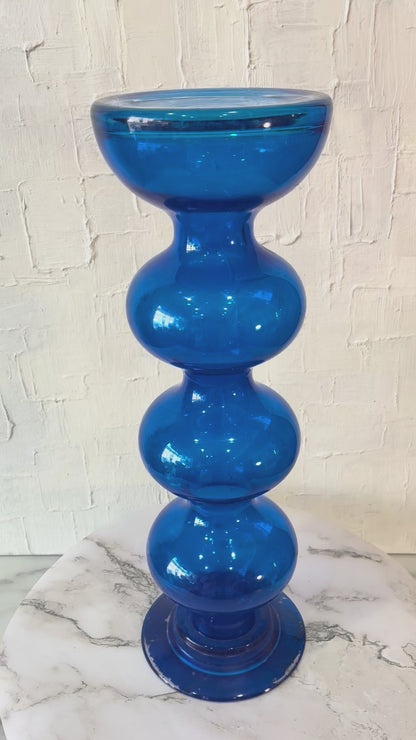 Vintage Anne Nilsson for IKEA Blue Bubble Glass Pillar Candle Holder