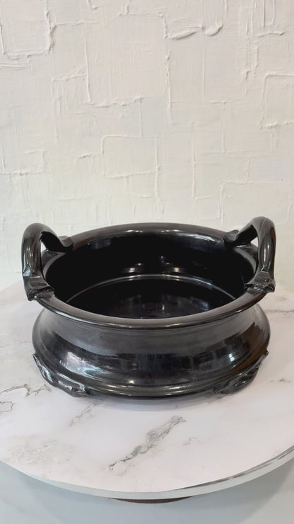 Dual Handle Bonsai Pedestal Bowl, studio pottery, signed “White”