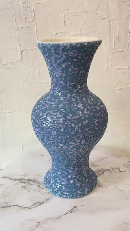Vintage Molded Ceramic Periwinkle Speckled Vase
