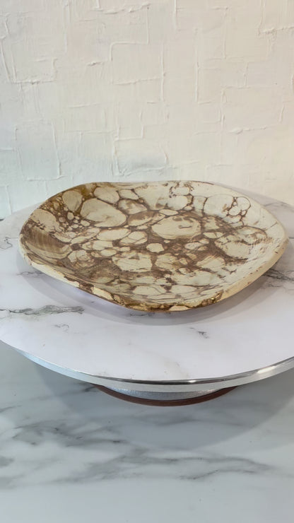 Pair of Marble Brown Glaze Appetizer Plates by AB