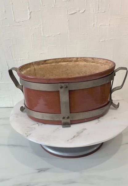 Vintage Weller Stoneware Crock in Made Metal Stand