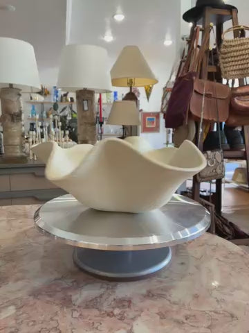 Handcrafted Ceramic Texturized “Hankerchief” Wavy Edge Sculptural Bowl