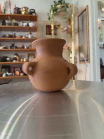 Tri Handle Terracotta Handmade Sculpted Pot by León Artesanias
