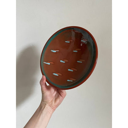 Handmade Terracotta and Turquoise Southwestern Wall Plate