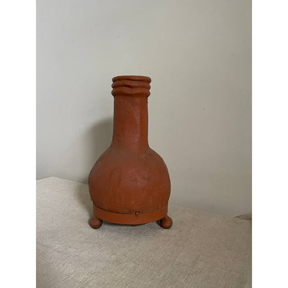 Slow-Fired Packed Terracotta Vase in Tri-Ball Metal Stand