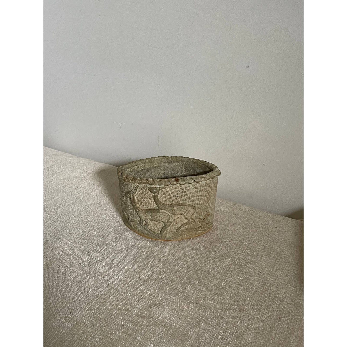 Sculpted Planter with Frolicking Deer