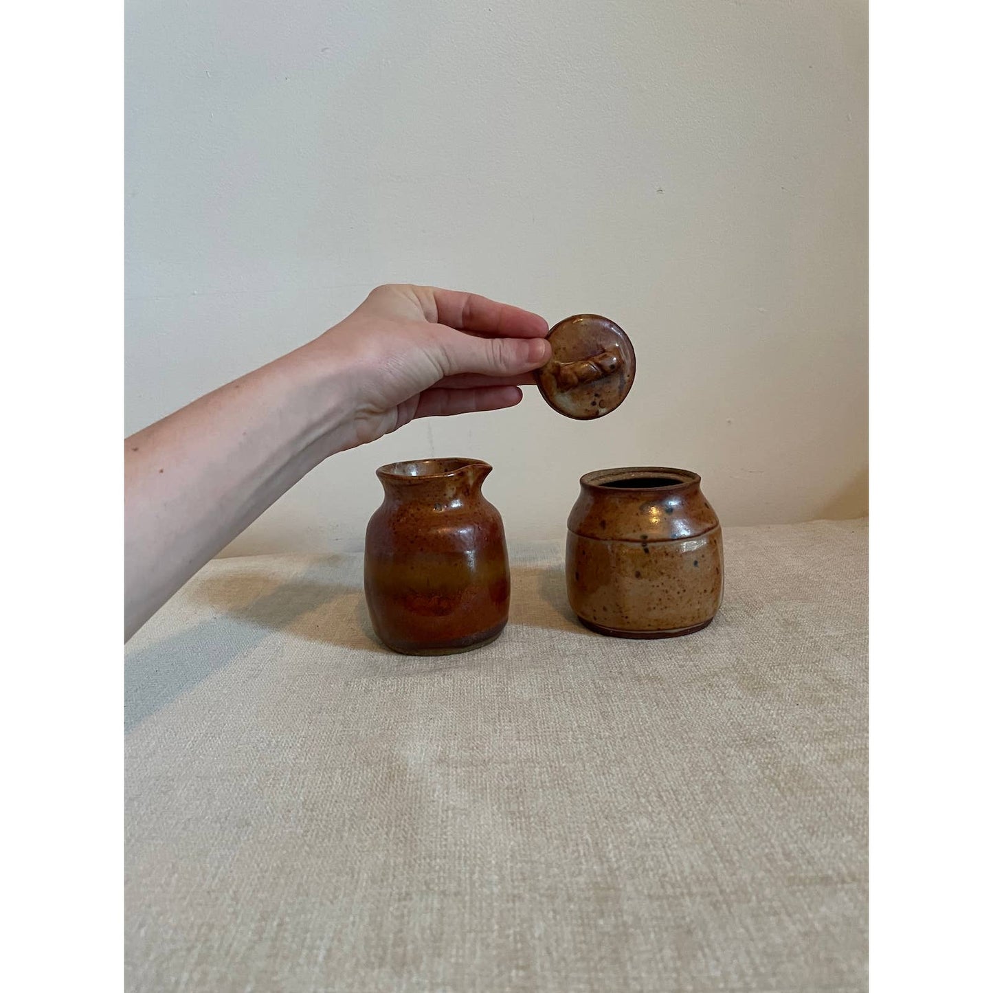 '91 Bruggers Cream and Sugar Stoneware Set