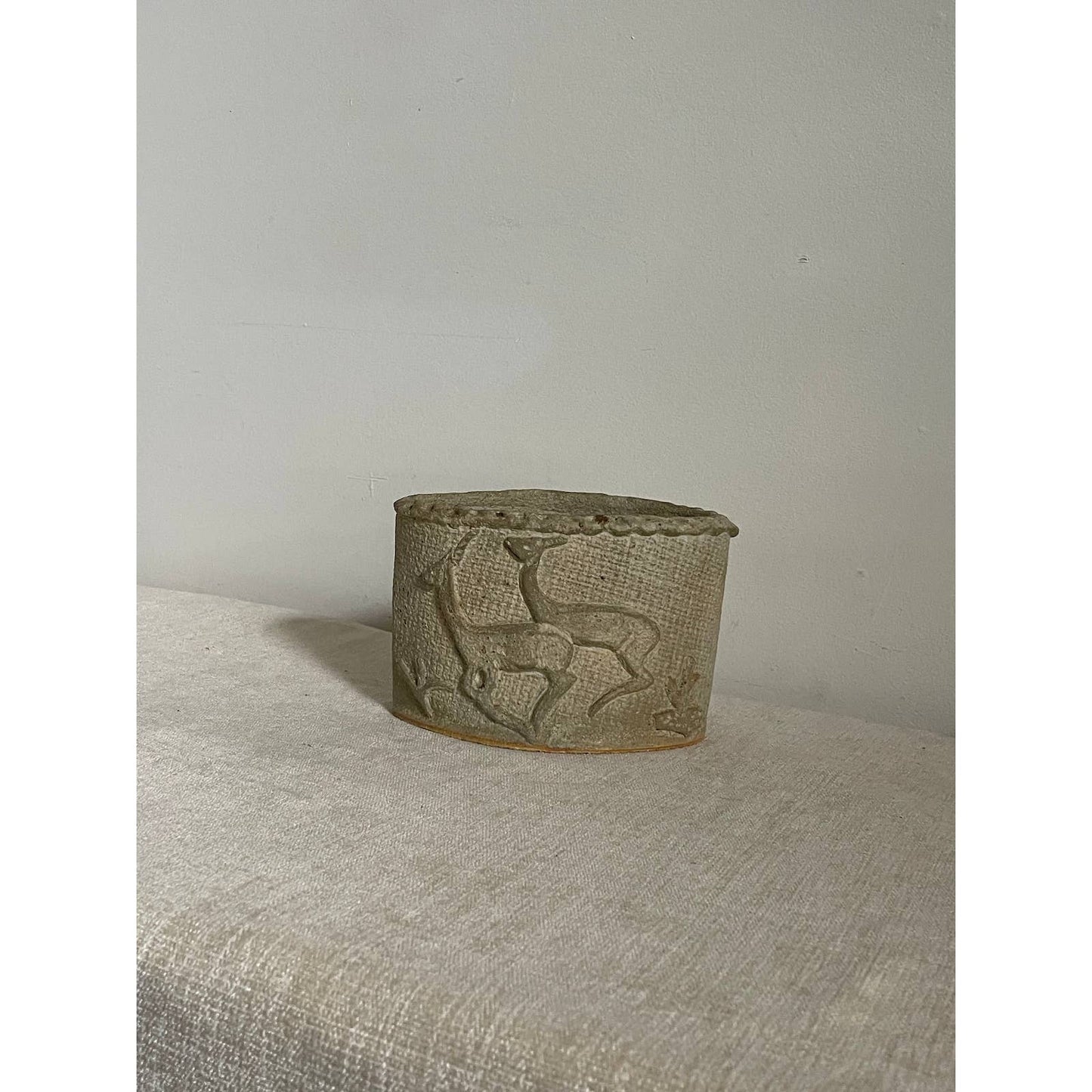 Sculpted Planter with Frolicking Deer