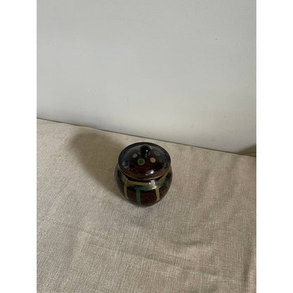 Mashiko Japanese Stoneware Drip Dot Jar
