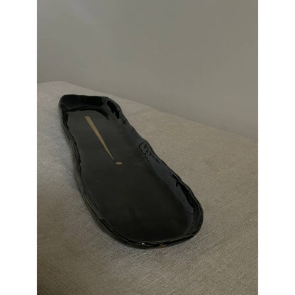 Dark Green Glazed Ceramic Bread Tray