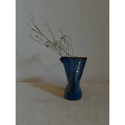 Blue and Brown Organic Textured Leaning Vases