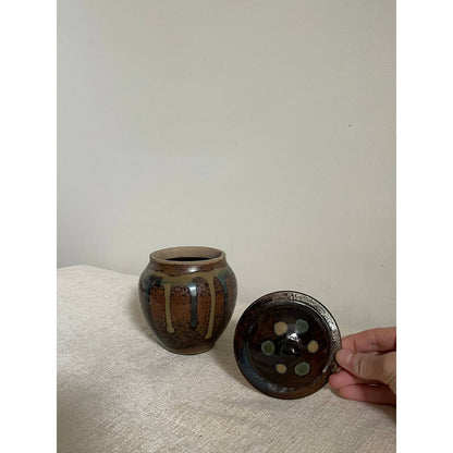 Mashiko Japanese Stoneware Drip Dot Jar