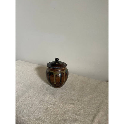 Mashiko Japanese Stoneware Drip Dot Jar