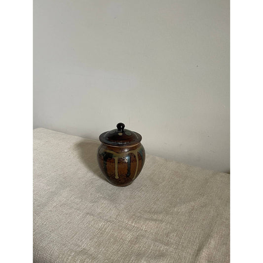 Mashiko Japanese Stoneware Drip Dot Jar