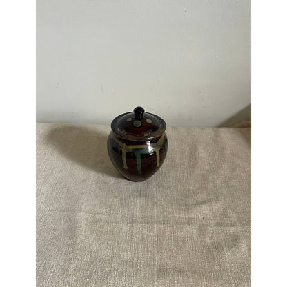 Mashiko Japanese Stoneware Drip Dot Jar