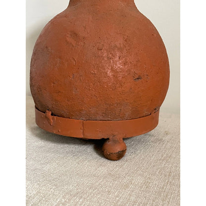 Slow-Fired Packed Terracotta Vase in Tri-Ball Metal Stand
