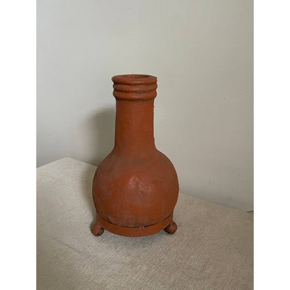 Slow-Fired Packed Terracotta Vase in Tri-Ball Metal Stand