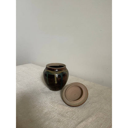 Mashiko Japanese Stoneware Drip Dot Jar