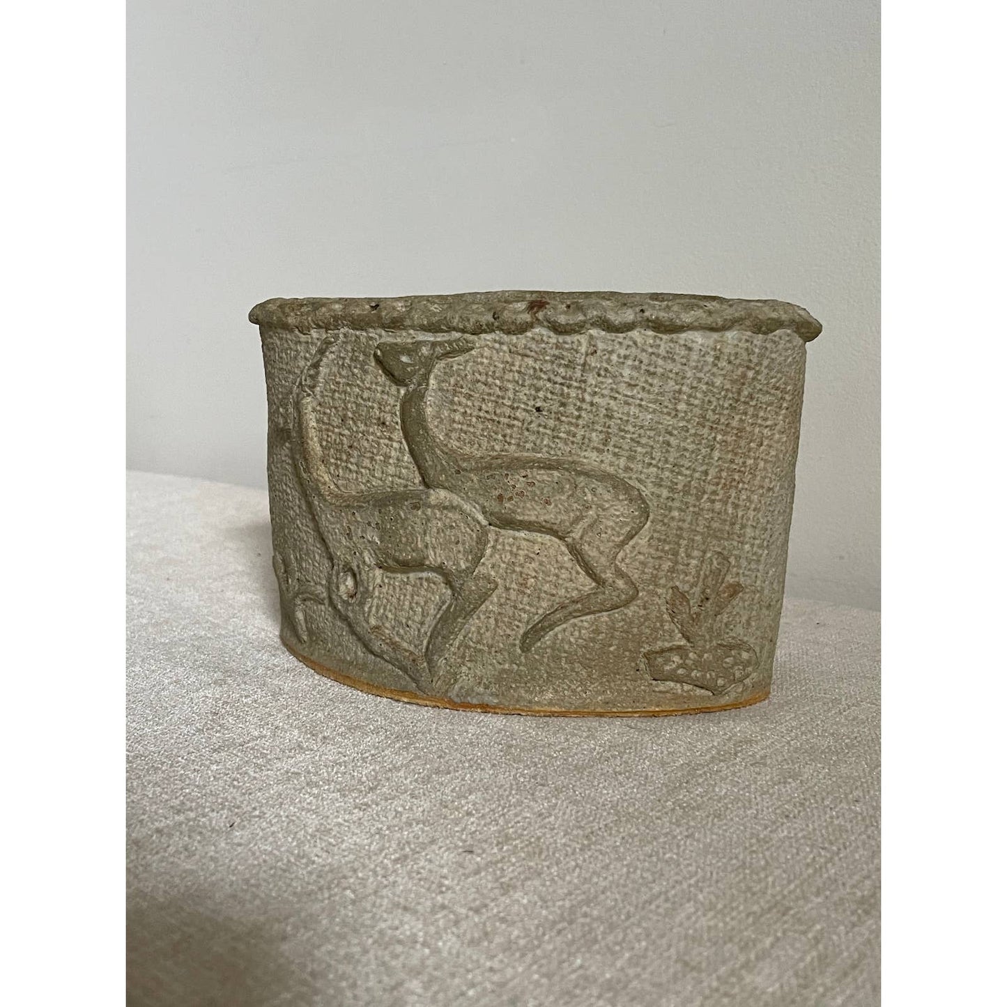 Sculpted Planter with Frolicking Deer