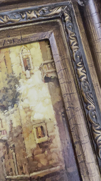 Old World Venice & Cathedral Painting Framed and Signed Art