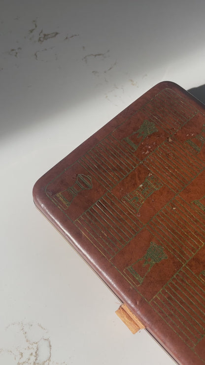 Vintage Leather Gold Embossed Chess Piece Valet Case by Hickock