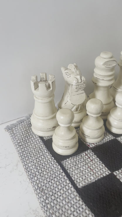 Cream & Brown Jumbo Wood Chess Set