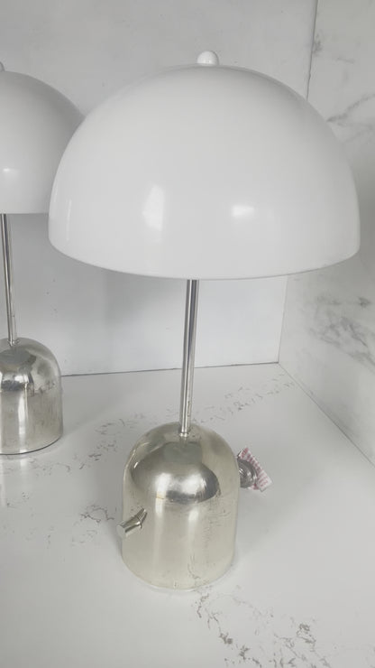 Chrome & Metal Mushroom Table Lamp Set