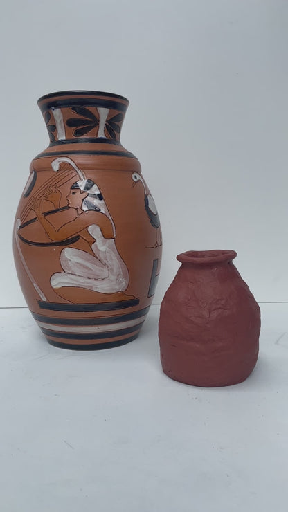 Terracotta Italian Painted Egyptian Scene Vase (pictured terracotta small packed clay pot no longer available)