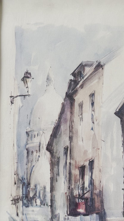 Vintage Paris “Rue Du Chevalier de la Barre Framed Watercolor Print