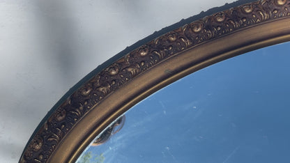 Ornate Golden Oval Mirror & Stand