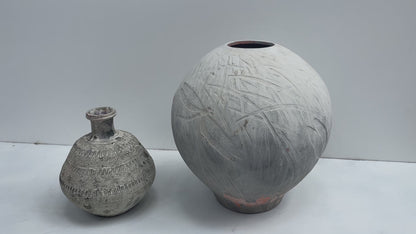 Ash glazed Terracotta Dragonfly Vase