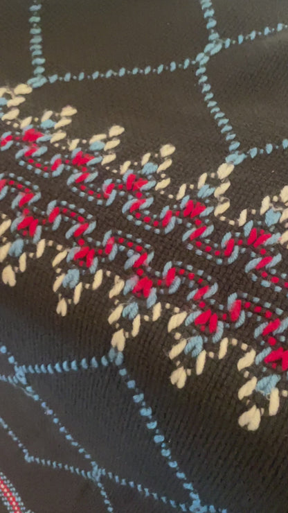 Nordic Handknit Embroidered Winter Throw Blanket