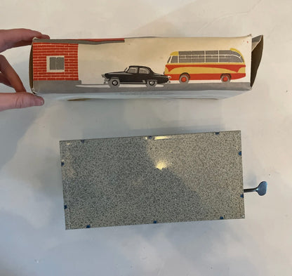 Vintage ABTOTPACCA USSR Russian Tin Windup Gas Station Game in Box