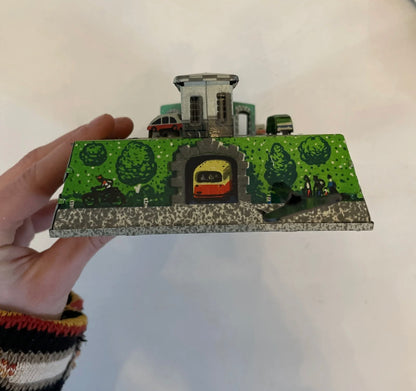 Vintage ABTOTPACCA USSR Russian Tin Windup Gas Station Game in Box