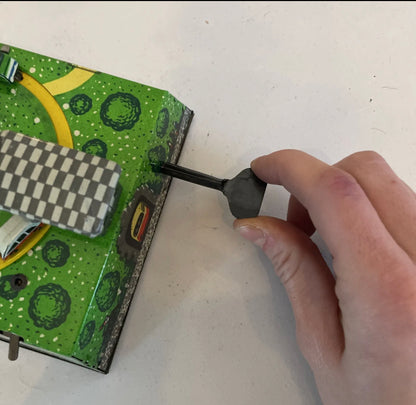 Vintage ABTOTPACCA USSR Russian Tin Windup Gas Station Game in Box