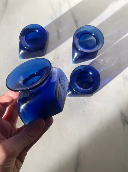 Royal Blue Glass Blown Diamond Micro Vases